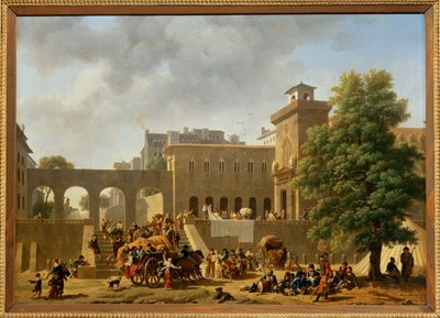 Exteriér vojenské nemocnice, známé také jako "Francouzi v Itálii", Salon 1804 ... od Nicolas Antoine Taunay