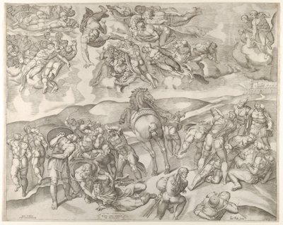 Konverze Saula, z Michelangelovy fresky v Pavlínské kapli ve Vatikánu..., ca. 1545-60. od Nicolas Beatrizet