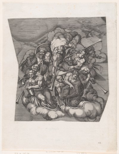 Troubící andělé z Posledního soudu, po Michelangelovi, 1530-66., 1530-66. od Nicolas Beatrizet