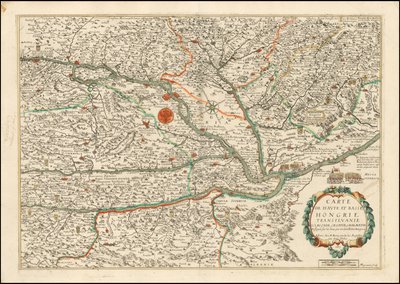 Mapa Horních a Dolních Uher, Sedmihradska, Slovinska, Chorvatska a Dalmácie z roku 1663, vydaná Nicolasem Bereyem od Nicolas Berey