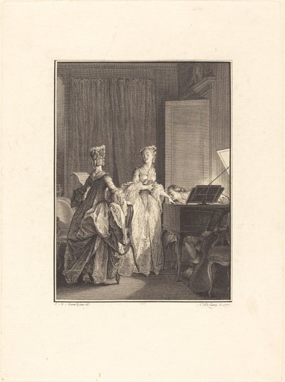 Vložil na tuto ruku polibek, který jsem cítil na srdci od Nicolas Delaunay after Jean Michel Moreau