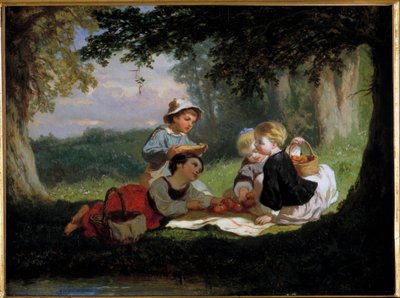 Obraz Le Gouter Champetre od Nicolase Gabea (1814-1865) Soukromá sbírka z 19. století od Nicolas Edward Gabe
