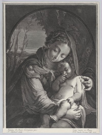 Panna se spícím Kristovým dítětem, 1708., 1708. od Nicolas Etienne Edelinck