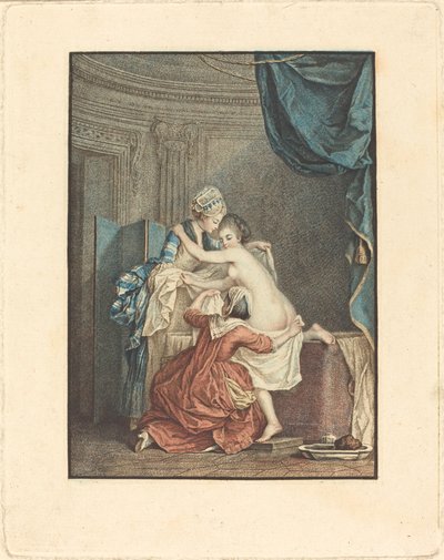 Le bain (koupel) od Nicolas François Regnault after Pierre Antoine Baudouin
