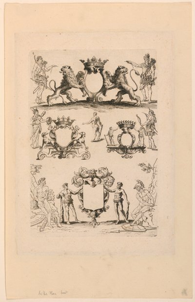 Návrh pro erb, z "Livre de Cartouches" od Nicolas Guerard