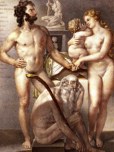 Anatomie člověka - 3 věky 1884 od Nicolas Henri (after) Jacob