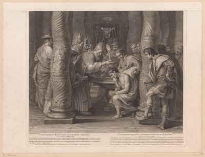 Křest císaře Konstantina papežem Silvestrem I Constantinus baptismo solemniter initiatus / Constantin reçoit solemnelllement le baptème (titul na předmětu) Historie císaře Konstantina Velikého (název série) od Nicolas Henri Tardieu