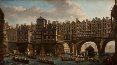 Soutěž námořníků, mezi Pont Notre Dame a Pont-Au-Change, Paříž, 1756. od Nicolas-Jean-Baptiste Raguenet