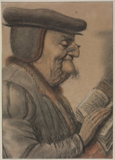 Starší muž čtoucí knihu, první polovina 16. století (křída a černý inkoust) od Nicolas Lagneau or Lanneau