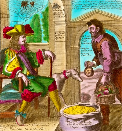 Třetí daň z majetku: „Pavouk a moucha“ nebo „Vznešený a rolník“ od Nicolas and Lagniet Jacques Guerard