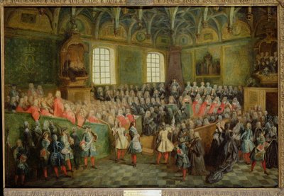 Soudní lůžko v parlamentu za vlády Ludvíka XV (1710-74), 22. února 1723 od Nicolas Lancret