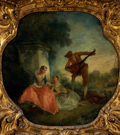 Hudební lekce s loutnou, Nicolas Lancret (1690-1743), Francie od Nicolas Lancret