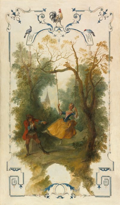Houpačka, asi 1723-27 (olej na plátně) od Nicolas Lancret