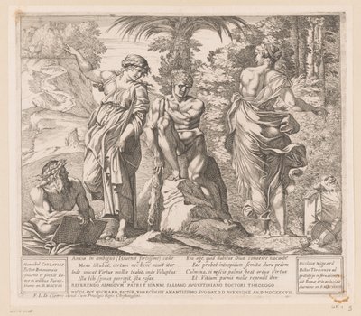 Herkules mezi ctností a neřestí od Nicolas Mignard