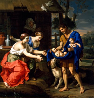 Ovčák Faustulus přivedl Romulus a Remus ke své manželce od Nicolas Mignard