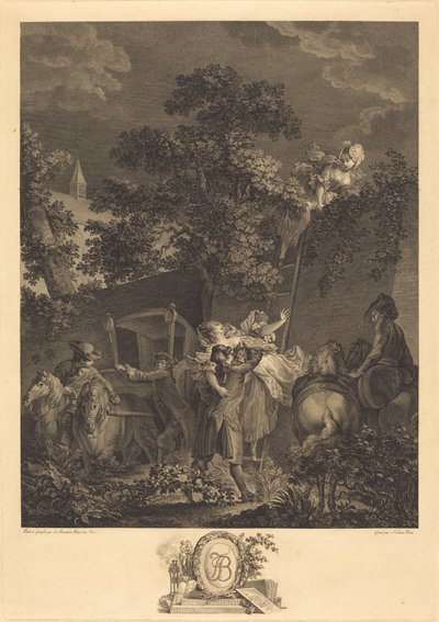Noční únos od Nicolas Ponce after Pierre Antoine Baudouin
