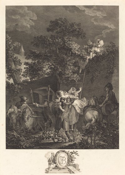 Noční únos od Nicolas Ponce after Pierre Antoine Baudouin