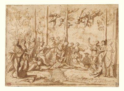 Apollón a múzy na hoře Parnassu od Nicolas Poussin