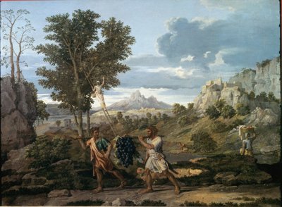 Podzim aneb hrozny přivezené ze země zaslíbené / Návrat Josue a Caleba s obrovským hroznem ze země Kanaán od Nicolas Poussin