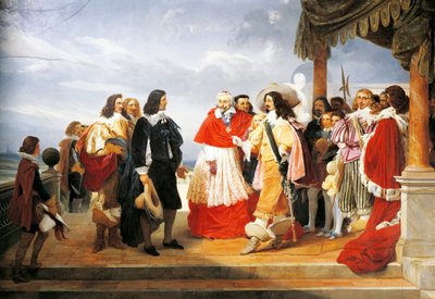 Kardinál Richelieu představuje Poussina Ludvíku XIII v roce 1640, detail z obrazu z roku 1832 od Jeana Alauxe (1786-1864), Francie od Nicolas Poussin
