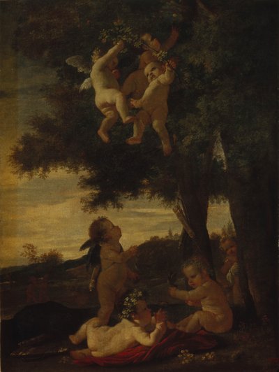 Amorové a géniové, 1630-1633 od Nicolas Poussin