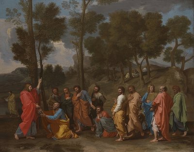 Svátost svěcení (Kristus dává Petrovi klíče). Kolem 1637-40 od Nicolas Poussin