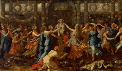 Hymenaios převlečený za ženu při obětování Priapovi, kolem 1635 (olej na plátně) (detail) od Nicolas Poussin