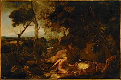 Krajina se svatým Jeronýmem ... (malba na plátně) od Nicolas Poussin
