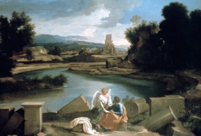 Krajina se svatým Matějem a andělem, c1645 od Nicolas Poussin