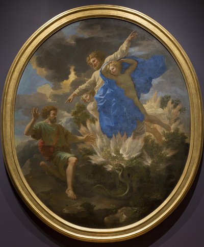 Mojžíš a hořící keř od Nicolas Poussin