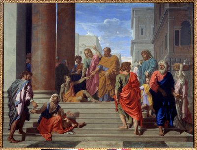 Svatý Petr a svatý Jan vedou chromé od Nicolas Poussin