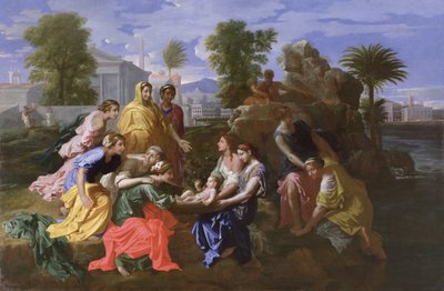 Nalezení Mojžíše (olej na plátně) od Nicolas Poussin