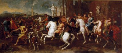 The Hunt of Meleager. Hrdinové řecké mytologie, kteří se proslavili během lovu kance z Calydonu. Obraz Nicolase Poussina od Nicolas Poussin