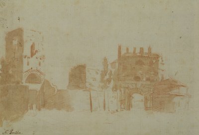 Pohled na Řím (sépie mytí na papíře) od Nicolas Poussin