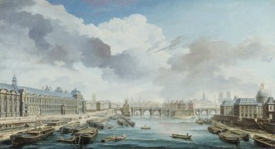 Louvre, Pont-Neuf a Collège des Quatre-Nations, nyní Francouzský institut, při pohledu z Pont Royal od Nicolas Raguenet