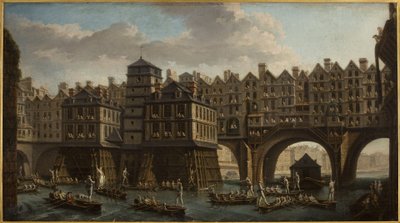 Námořnické klání mezi Pont Notre-Dame a Pont au Change od Nicolas Raguenet