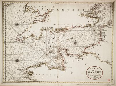 Mapa Lamanšského průlivu a atlantického pobřeží jižní Británie a severní Francie od Nicolas Sanson D