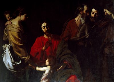Kristus mezi dětmi (olej na plátně) od Nicolas Tournier