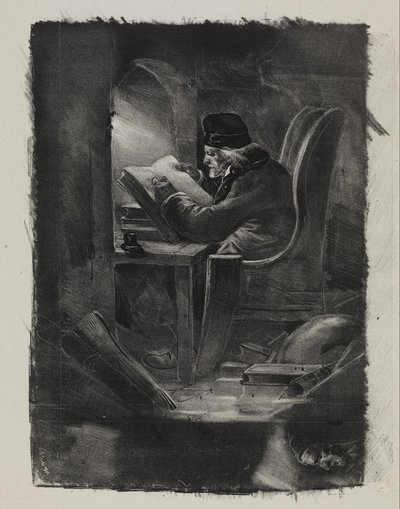 Pokus v mezzotintě (geograf) od Nicolas Toussaint Charlet