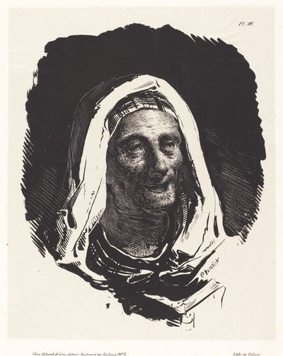 Hlava staré ženy od Nicolas Toussaint Charlet