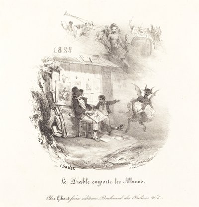 Le Diable emporte les Albums (Ďábel utíká s litografickými alby) od Nicolas Toussaint Charlet
