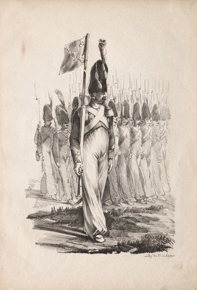 Vojenské kostýmy: Carabiners Sargent, General Guide, 1817-1818. od Nicolas Toussaint Charlet
