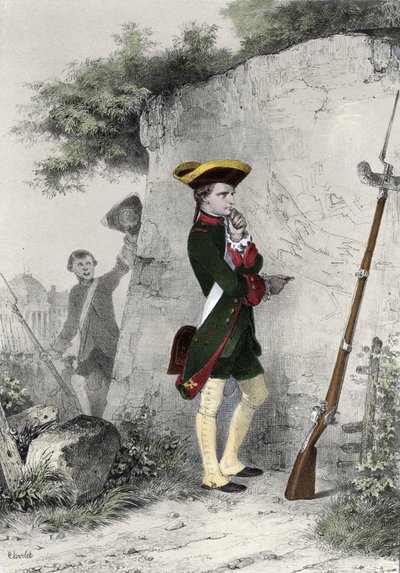 Napoleon I. Bonaparte (1769 - 1821) na vojenské škole v Brienne v roce 1783. Rytina Charleta z 19. století. od Nicolas Toussaint Charlet