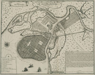 Mapa Petrohradu, 1717 od Nicolas de Fer
