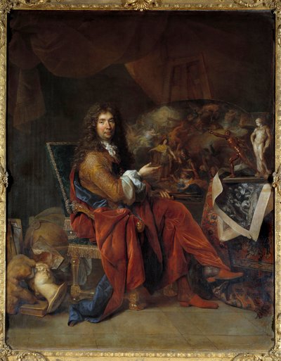 Portrét Charlese Lebruna (Le Brun) (1619-1690), prvního malíře krále Ludvíka XIV. Obraz Nicolase de Largilliere (1656-1746) Rozm. 2,32 x 1,81 m. Paříž. muzeum Louvre od Nicolas de Largillière