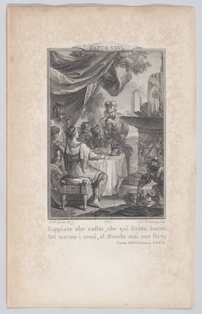 Canto 26, Stanza 39, od Orlando Furioso, 1774., 1774. od Nicolas de Launay