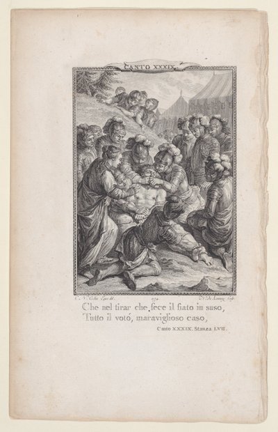 Canto 39, místnost 57, od Orlanda Furioso, 1774., 1774. od Nicolas de Launay