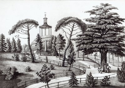 Labyrint z Jardin des Plantes, Paříž, vyrytý Francois Aubertin (177383-1821) od Nicolas the Younger Huet