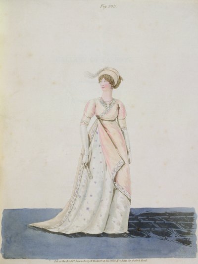Odpolední šaty, obr. 303 z "Galerie módy" Nikolause Heideloffa, II. díl, červen 1801 (akvatinta) od Nicolaus von Heideloff