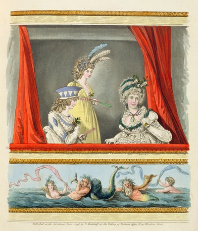 Operní šaty z „Galerie módy“ Nikolause Heideloffa, svazek II, červen 1796 (tisk) od Nicolaus von Heideloff